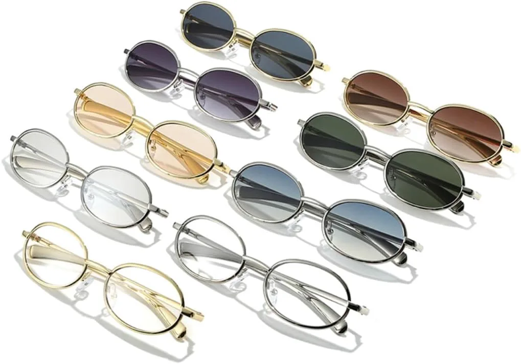 

Ретро маленькие овальные металлические солнцезащитные очки для женщин, защита от УФ-излучения UV400, модный градиент, для мужчин в стиле панк HHZZYVY, Golden Grey