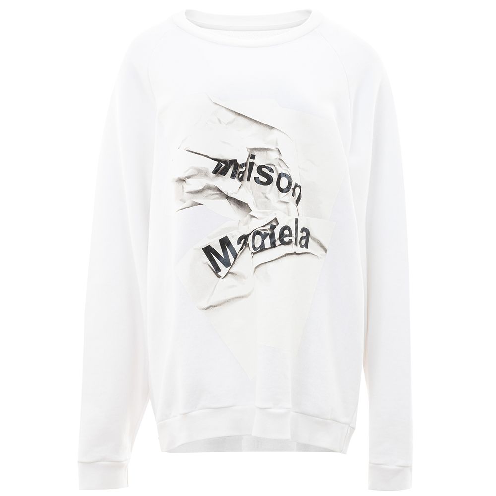 

Элегантный хлопковый вязаный свитер в чистом белом цвете Maison Margiela