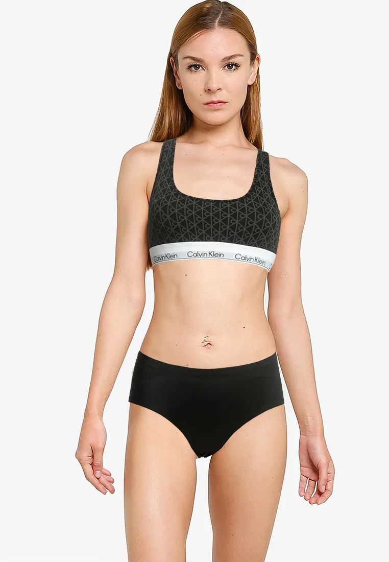 Бюстгальтер-бралетт, хлопок и модал, Calvin Klein, черный/серый — фото 4