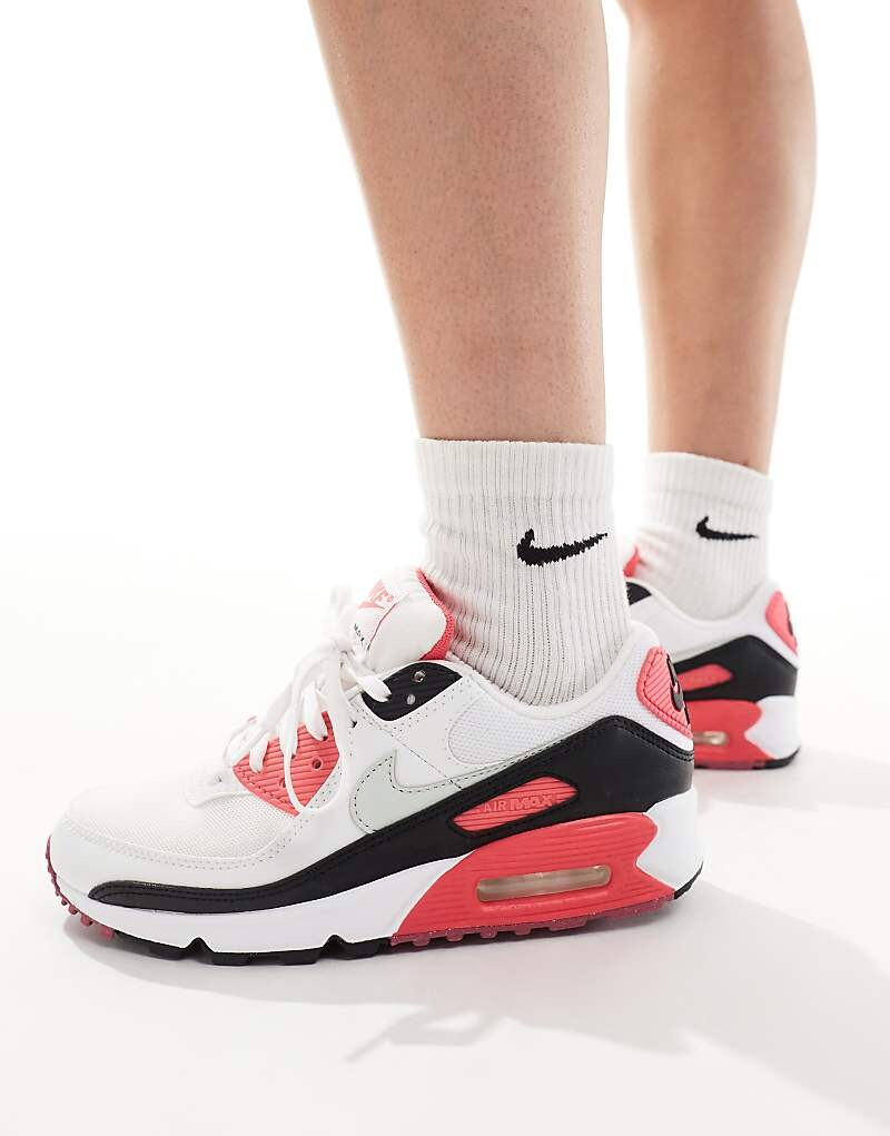 

Кроссовки Nike Air Max 90 белого, черного и розового цвета, Черный, Кроссовки Nike Air Max 90 белого, черного и розового цвета