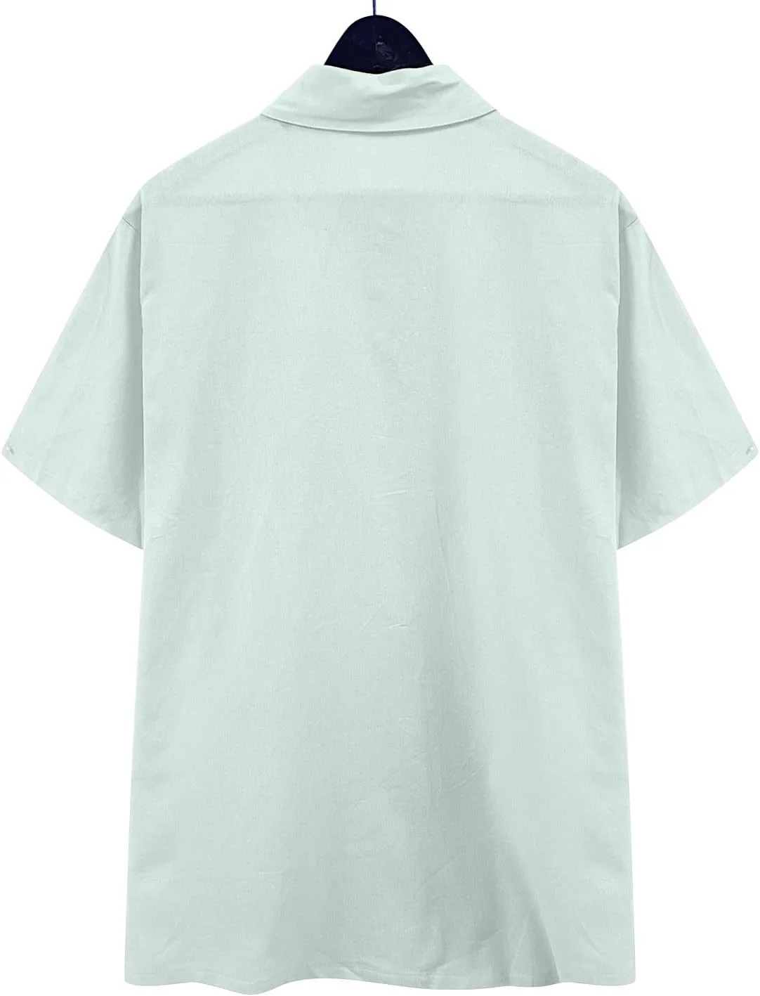 Мужская и женская хлопковая льняная рубашка с коротким рукавом Casual Uniex блузка на пуговицах для отпуска и пляжа футболка с двумя карманами Generic, серый — фото 3
