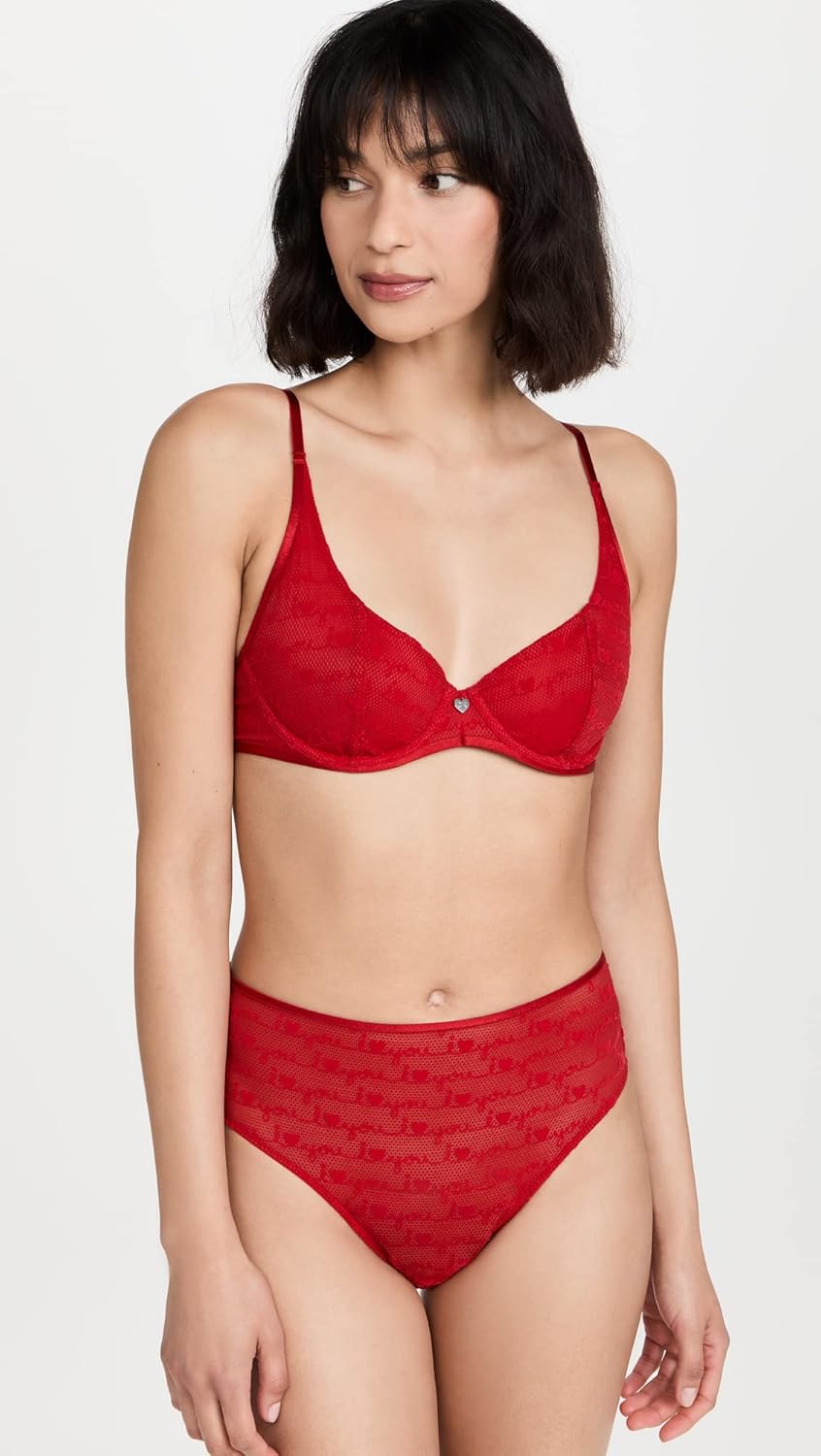 Calvin Klein нижнее белье женские I Heart You Balconette, Rustic Red601/Vel — фото 4