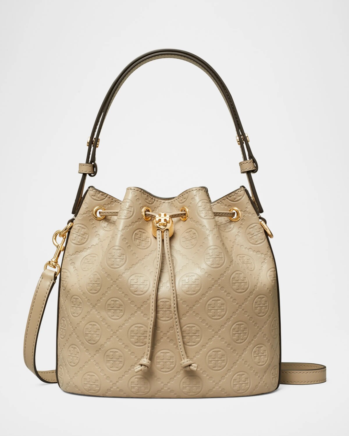 

Кожаная сумка-мешок с монограммой T Tory Burch, цвет Fresh Clay
