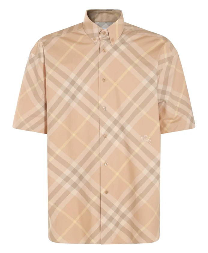 

Хлопковая рубашка в клетку Vintage Check с короткими рукавами Burberry, бежевый