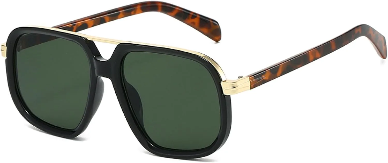 

Популярные модные солнцезащитные очки с двойной перемычкой для женщин, ретро-градиентные, UV400, для мужчин, для активного отдыха TVTBBVV, Black Green Leopard