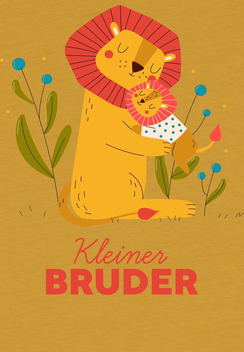 

Принт на футболке Löwen Kleiner Bruder watapparel, охра