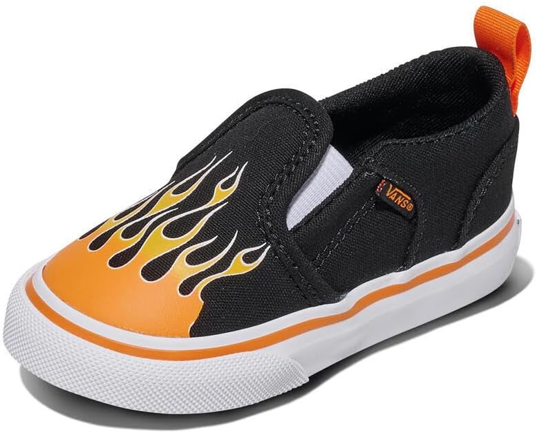 

Vans Unisex-Child Asher V Slip-on | Детские кроссовки для мальчиков и девочек, удобная обувь, Flame Black