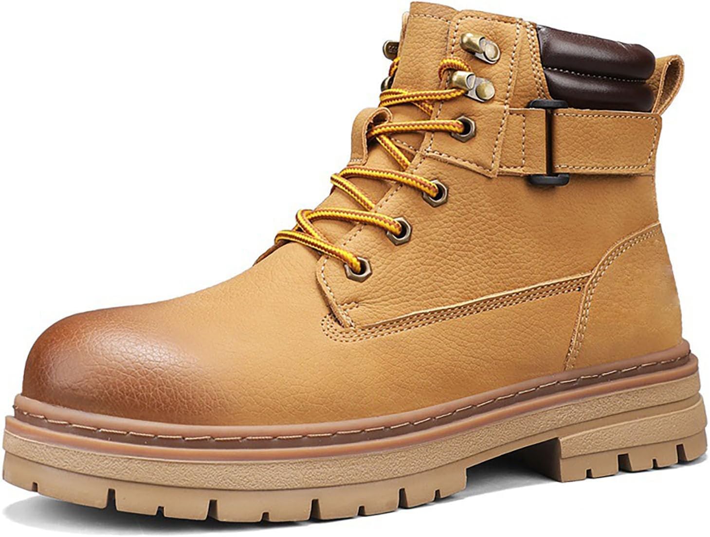 

Мужские винтажные кожаные мотоциклетные ботинки NXNBHSL с шнуровкой, классический круглый носок, противоскользящая платформа, блочный каблук, ботинки до щиколотки для повседневной носки, вечеринок и езды, ботинки-чукка, желтый