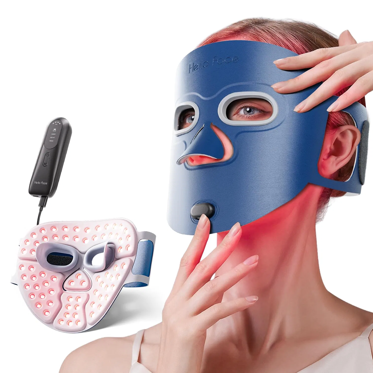 Маска для лица Hello Face — Для светотерапии красным светом, 280 LED , Blue