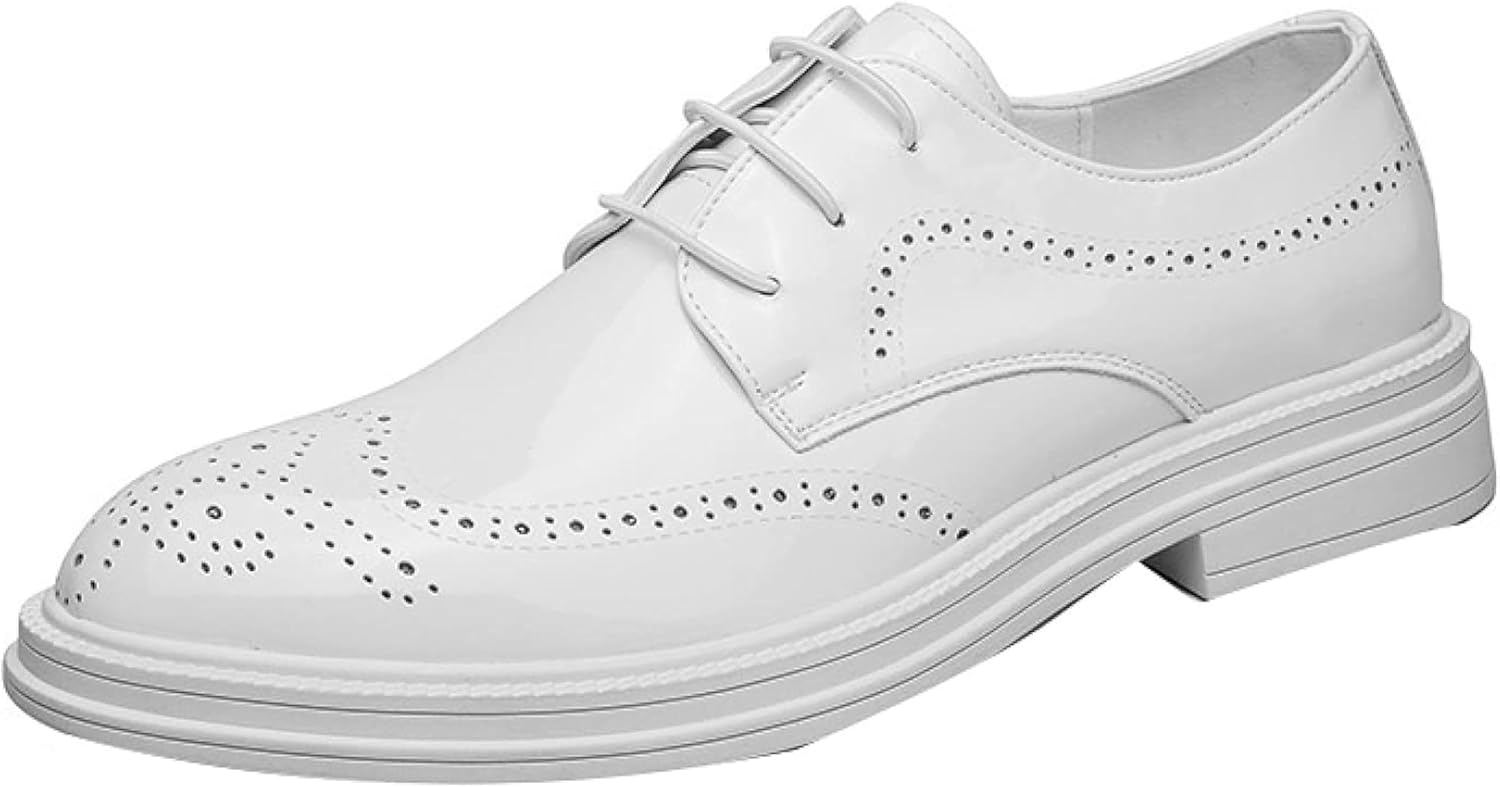 

Мужские классические оксфорды OXCOWNIU, перфорированные кожаные туфли на шнуровке, легкие повседневные офисные туфли из лакированной кожи, белый