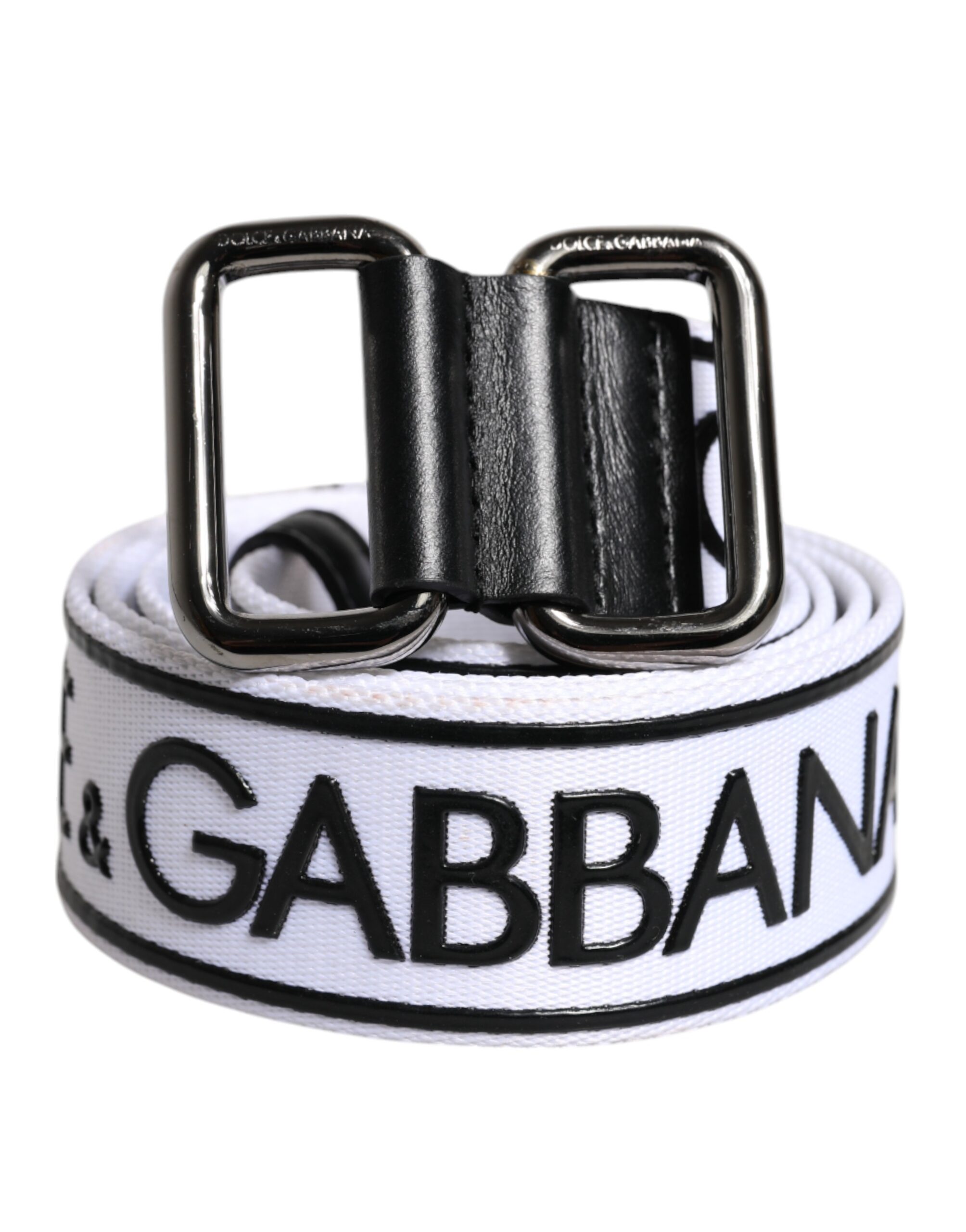 

Ремень с металлической пряжкой и черным белым логотипом Dolce & Gabbana, черный/белый