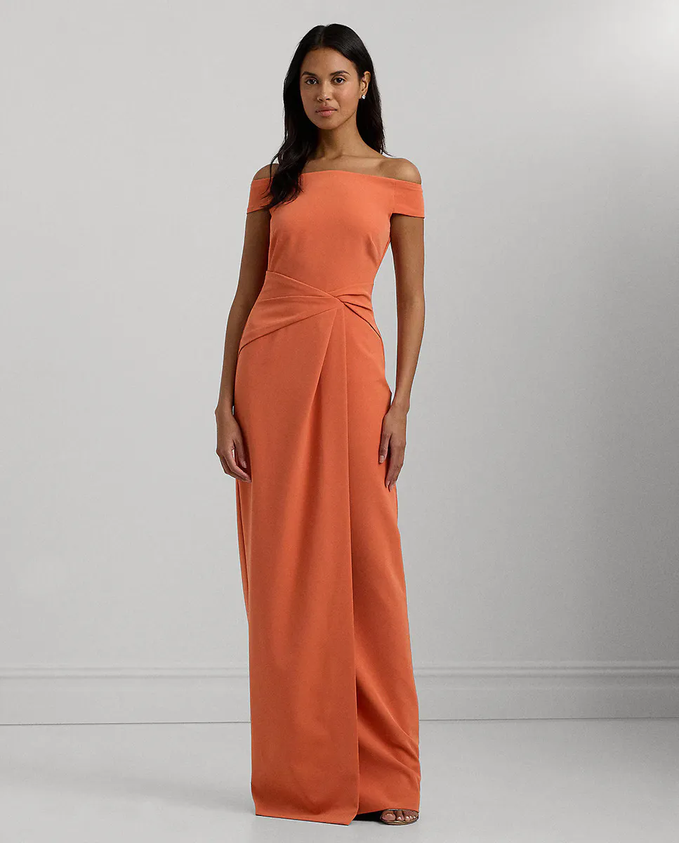

Длинное платье с струящейся драпировкой Lauren Ralph Lauren, коралловый