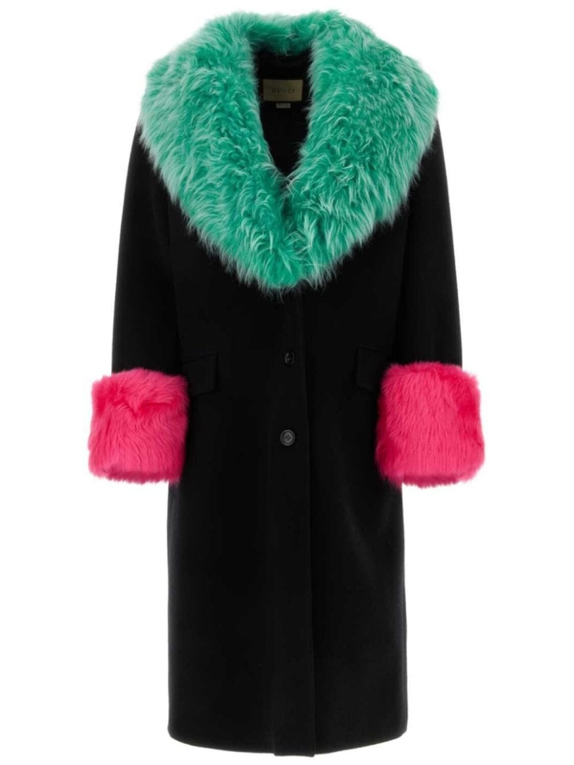 

Gucci пальто с воротником из овчины с контрастной отделкой, синий