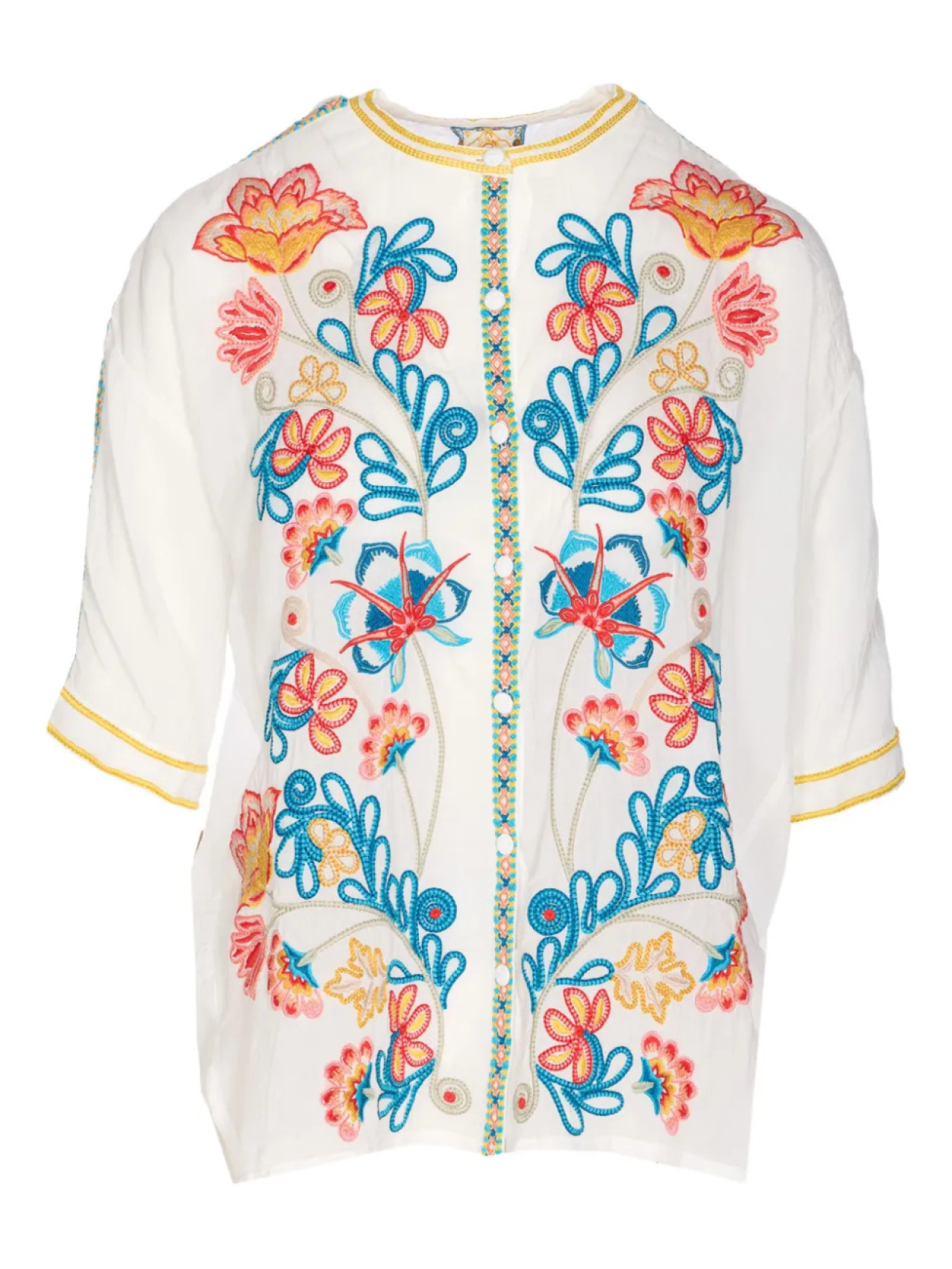 

Рубашка с цветочной вышивкой от Johnny Was, белый