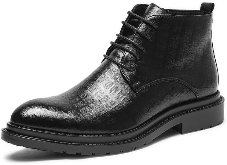 

Мужские ботинки-чукка Santimon с острым носком - модные и удобные кожаные повседневные оксфорды на шнуровке до щиколотки, черный