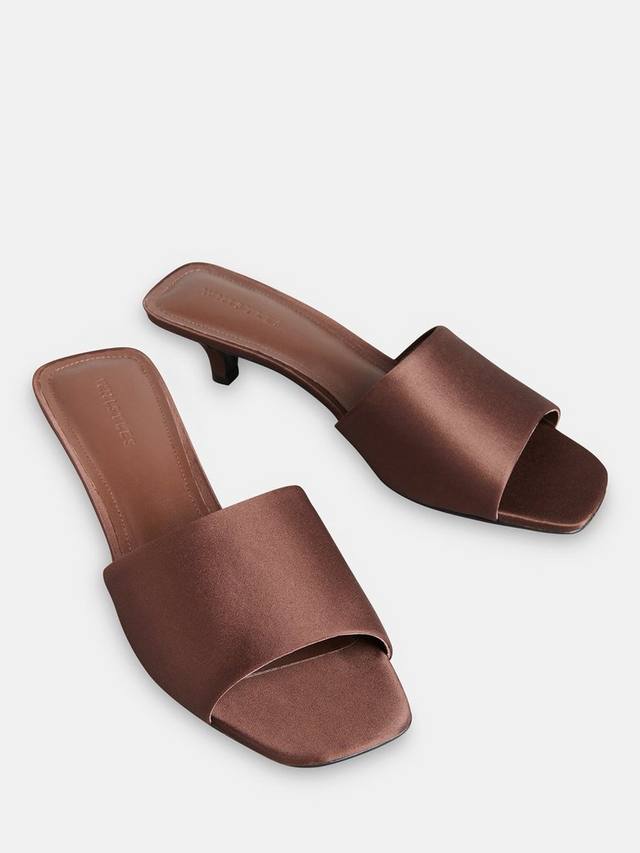 Сатиновые мюли на каблуке без задника Whistles, Brown — фото 3