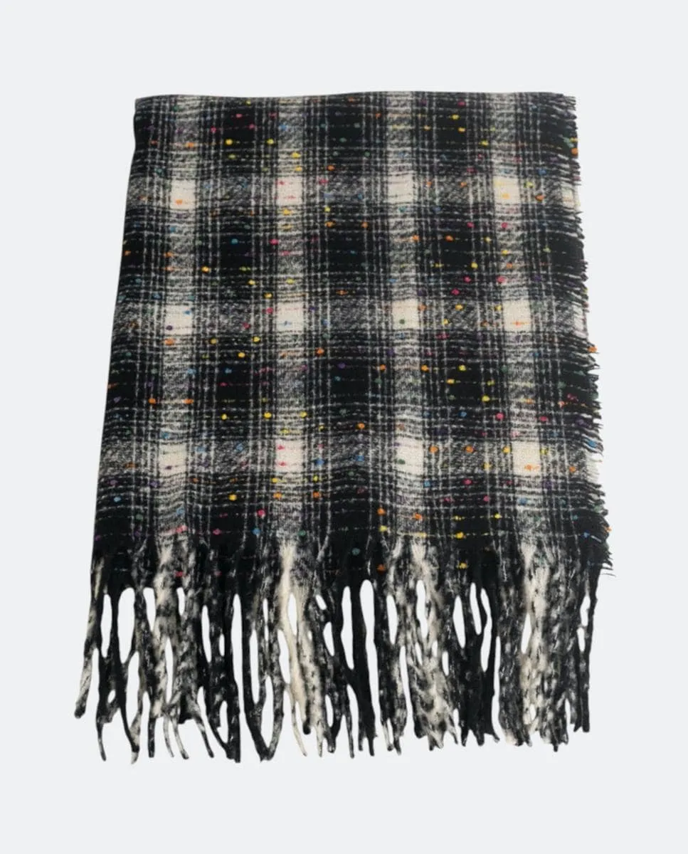 

Прямоугольный шарф в клетку из смесовой шерсти, теплый и мягкий, для женщин Kbas, черный