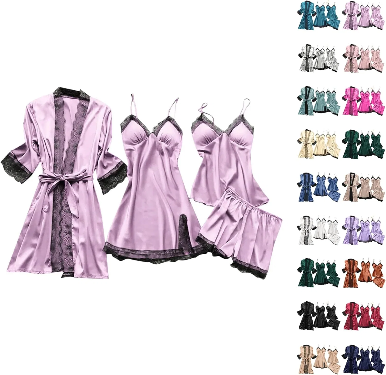 Комплект пижамы, кружевной, Silk Satin, светло-фиолетовый