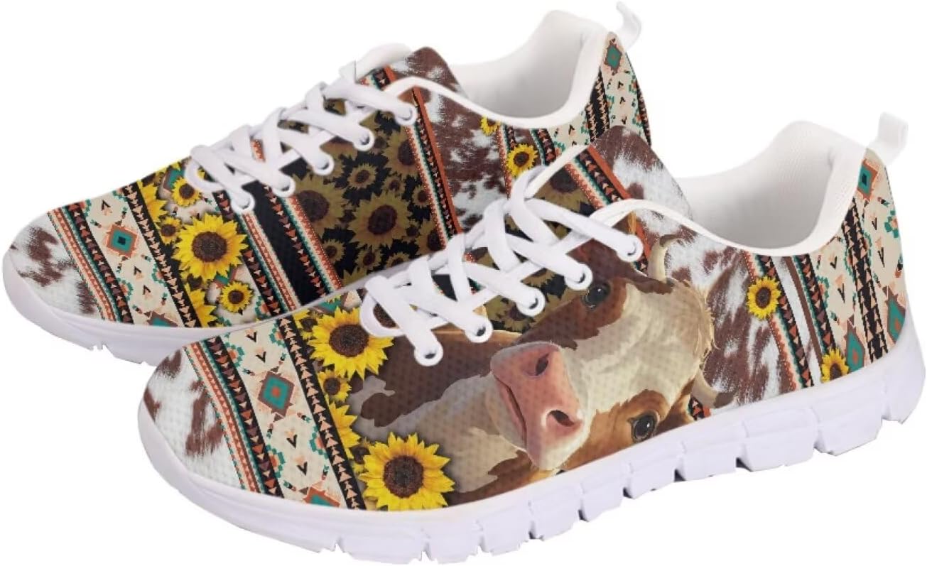 

Мужские и женские беговые кроссовки для шоссе, тенниса, ходьбы, походов. Кроссовки на шнуровке для тренировок, спортзала, легкие спортивные кроссовки Getelinseng, Cow Sunflower Navajo Tribal Style