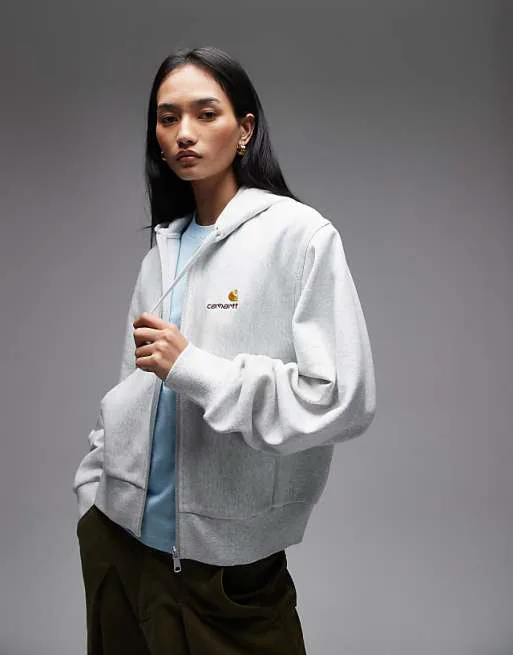 

Серая толстовка на молнии с надписью Carhartt WIP, Серый, Серая толстовка на молнии с надписью Carhartt WIP