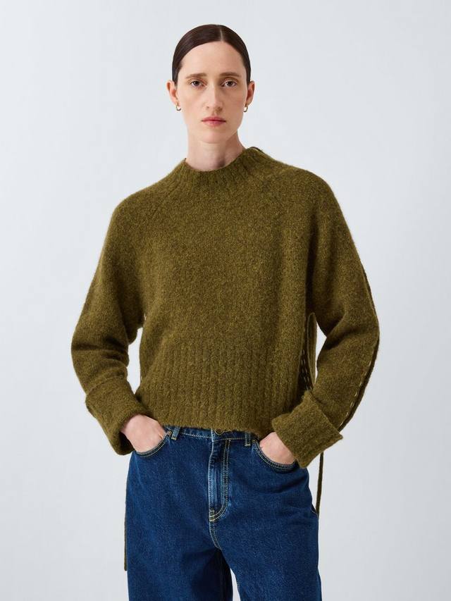 

Джемпер с высоким воротником и контрастной строчкой John Lewis x REJINA PYO, Olive Green