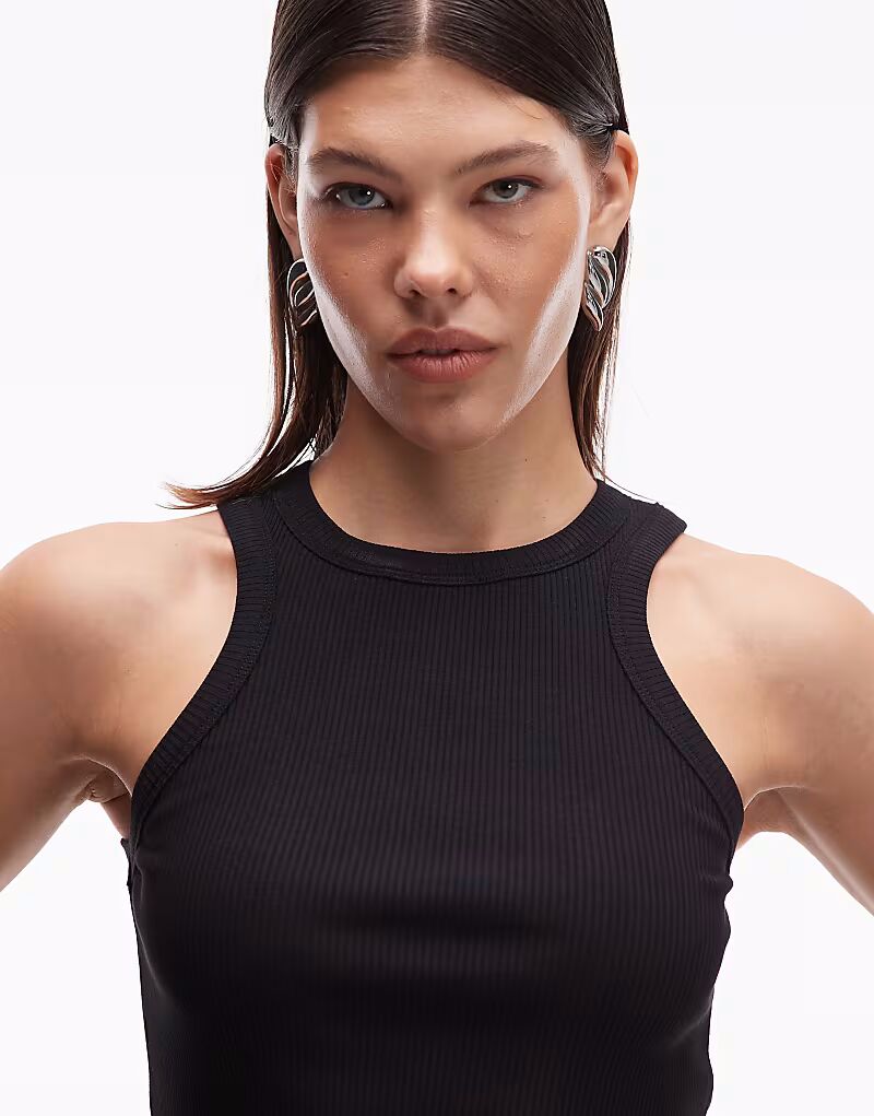 

Майка-топ в рубчик черного цвета Asos Design