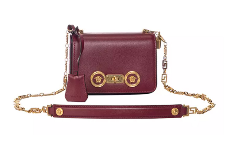 

VERSACE Кожаная сумка через плечо из коровьей кожи, мини-кроссбоди женская, пастельный фиолетовый цвет