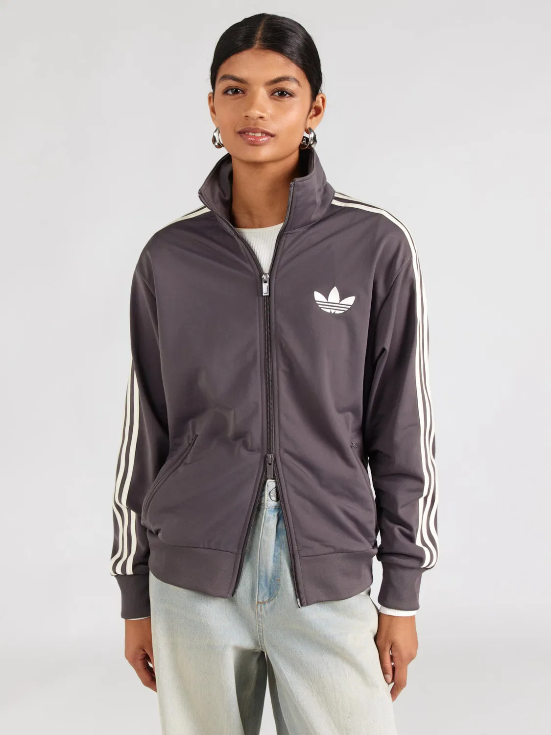 Худи на молнии Adidas Originals FB темно-коричневого цвета — фото 2