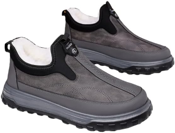 

Мужские зимние ботинки Hhhchpm, утепленные хлопком, слипоны, повседневные теплые кроссовки для прогулок и дома, серый