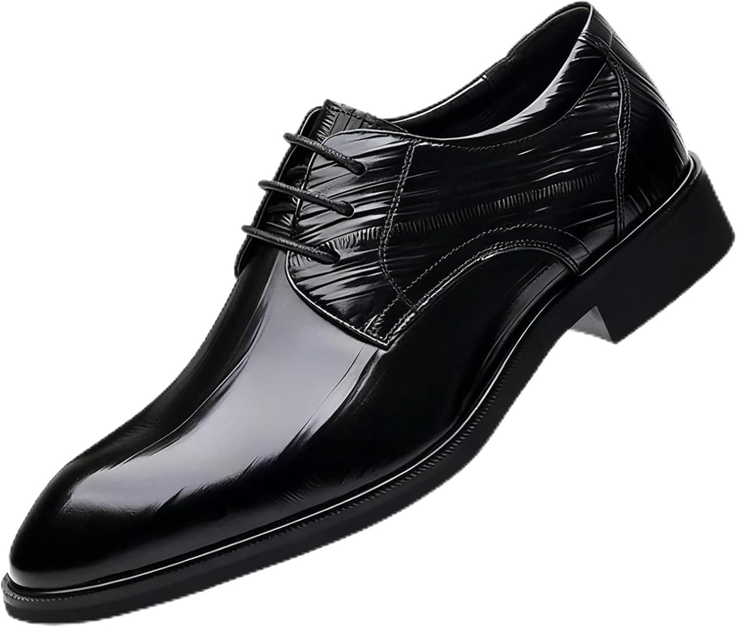 

Мужские кожаные оксфорды с тиснением, заостренным носком, регулируемой шнуровкой, классическим массивным каблуком, слипоном, дерби, формальная обувь для деловых встреч, свадьбы и повседневной работы Melgonmg, черный