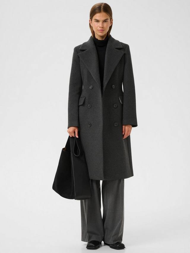 

Двубортное пальто из шерстяной смеси Thora InWear, Dark Grey Melange