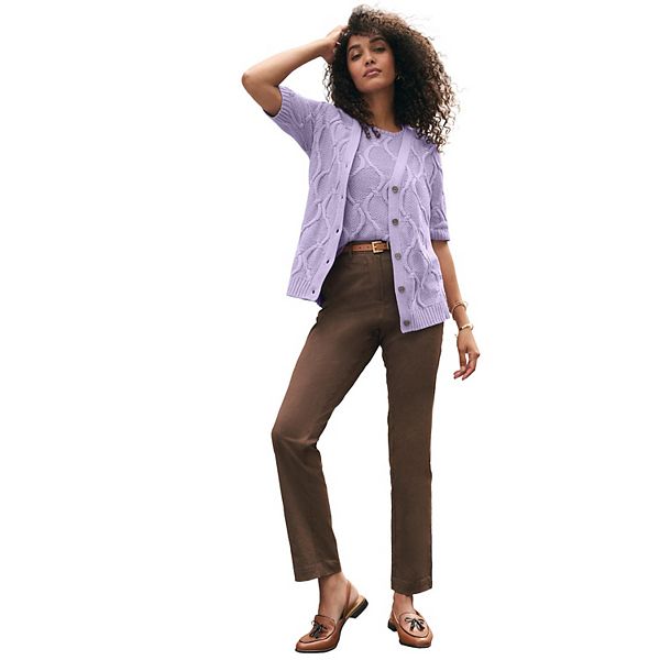 

Кардиган с рукавом 3/4 и косой вязкой для женщин plus size Jessica London, Pale Lilac