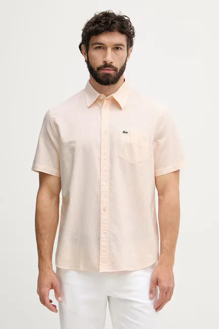 Рубашка оксфорд в полоску Lacoste, розовый