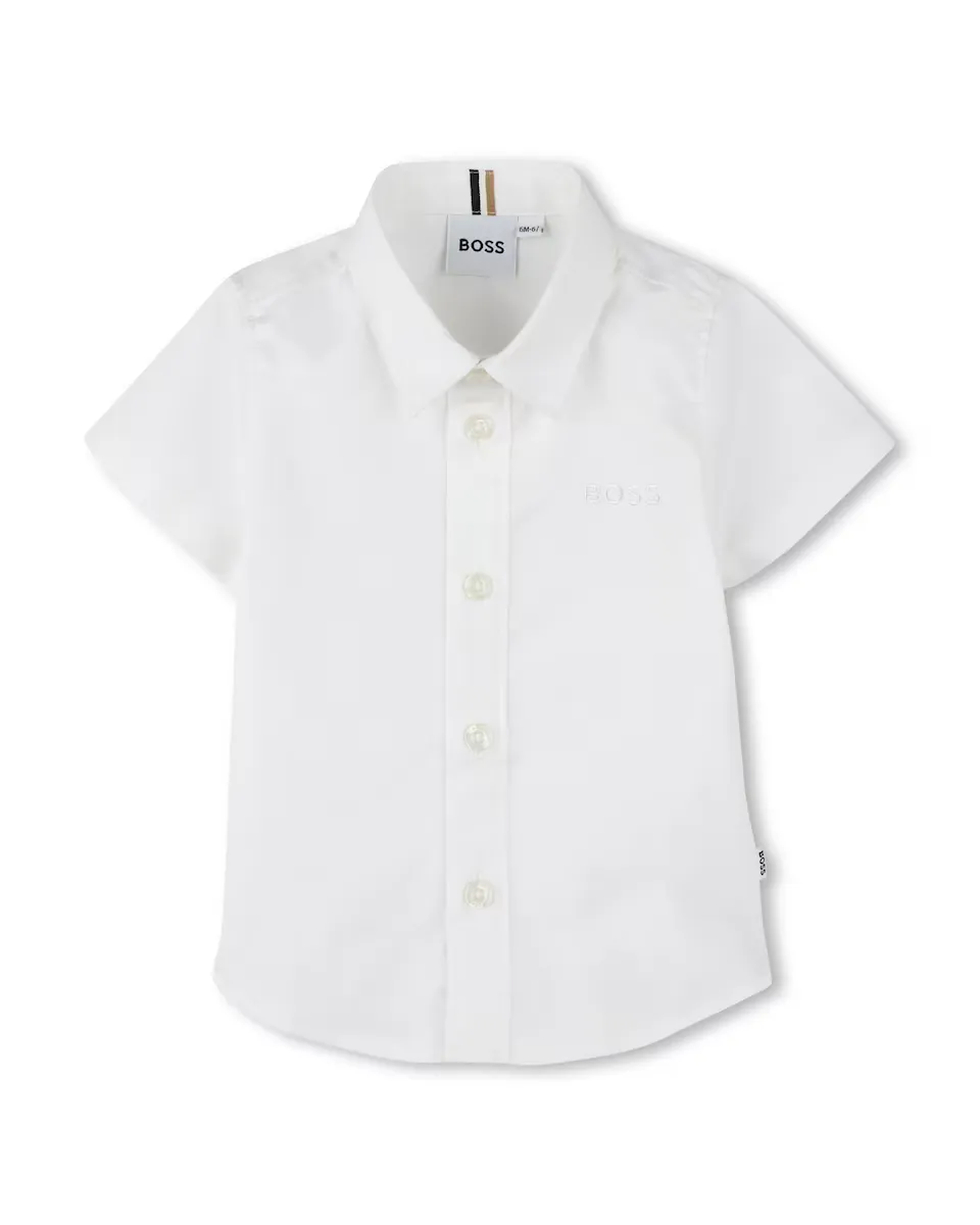 

Белая хлопковая рубашка для мальчика BOSS Kidswear, белый