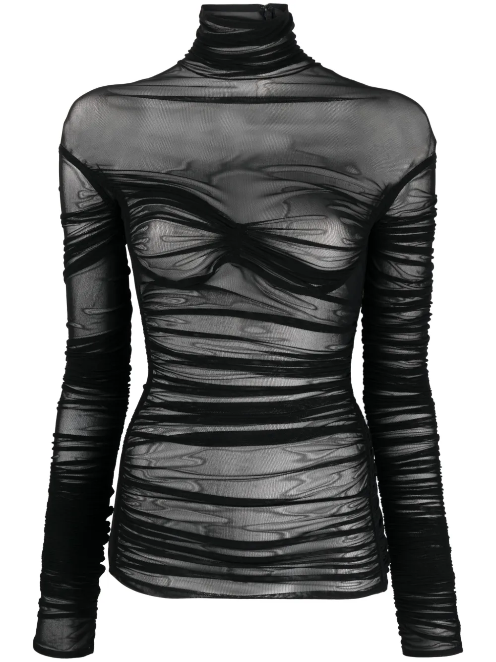 

Сетчатый топ с драпировкой Mugler, черный