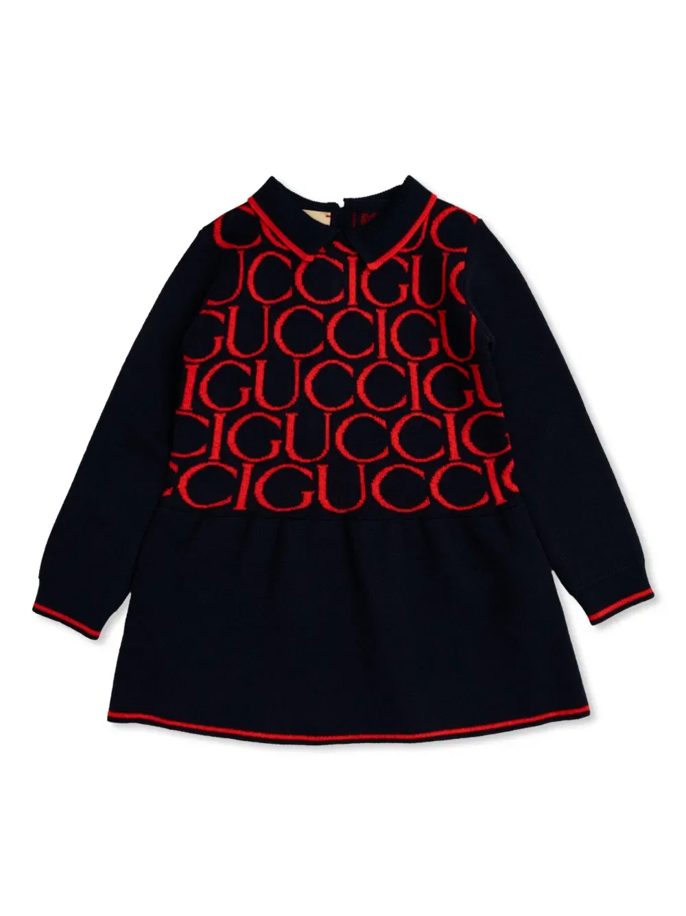 Платье с жаккардовым логотипом Gucci Kids, черный