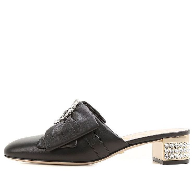 Кроссовки (WMNS) Gucci Crystal Buckle Low Heels Breathable Heighten Fashion High Heels Shoes Black