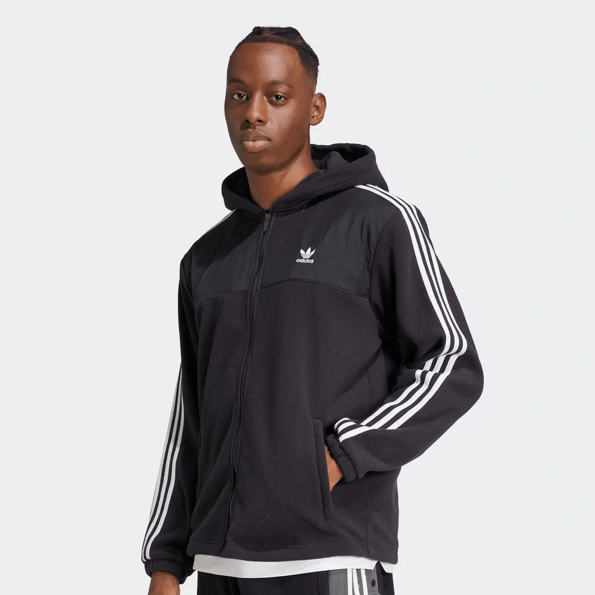 

Толстовка adidas Originals Adicolor 3-Streifen Teddy Fleece Kapuzenjacke, черный