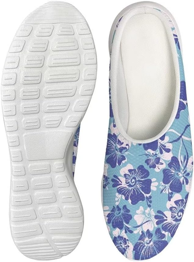 

Женские и мужские дышащие сетчатые прогулочные туфли с плоской подошвой, без задника, кроссовки на ходу Giftpuzz, синий