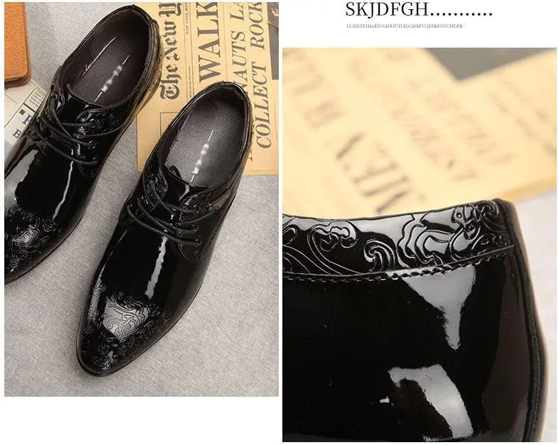 

Мужские лаковые оксфорды под смокинг, классические деловые дерби с облачным узором, подкладка из кожи, шнуровка, формальные оксфорды SAFECAMS, черный