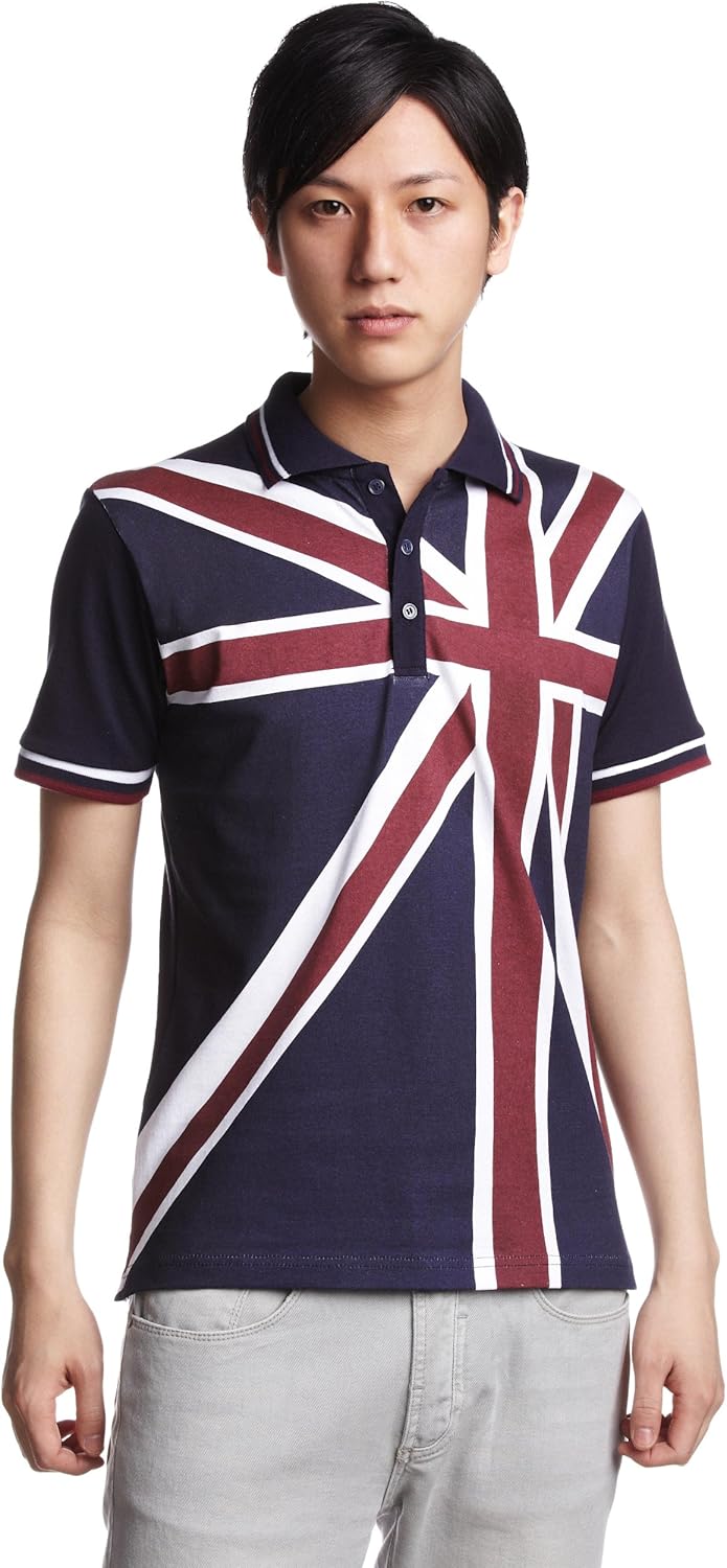 

Розовое панк-поло с британским флагом Pincponc