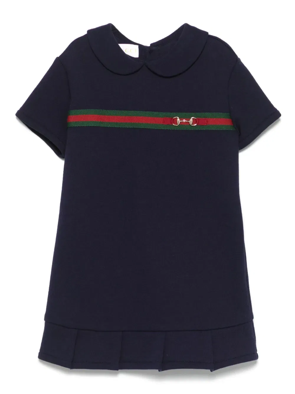 Хлопковое платье с детальным описанием в интернете Gucci Kids, синий