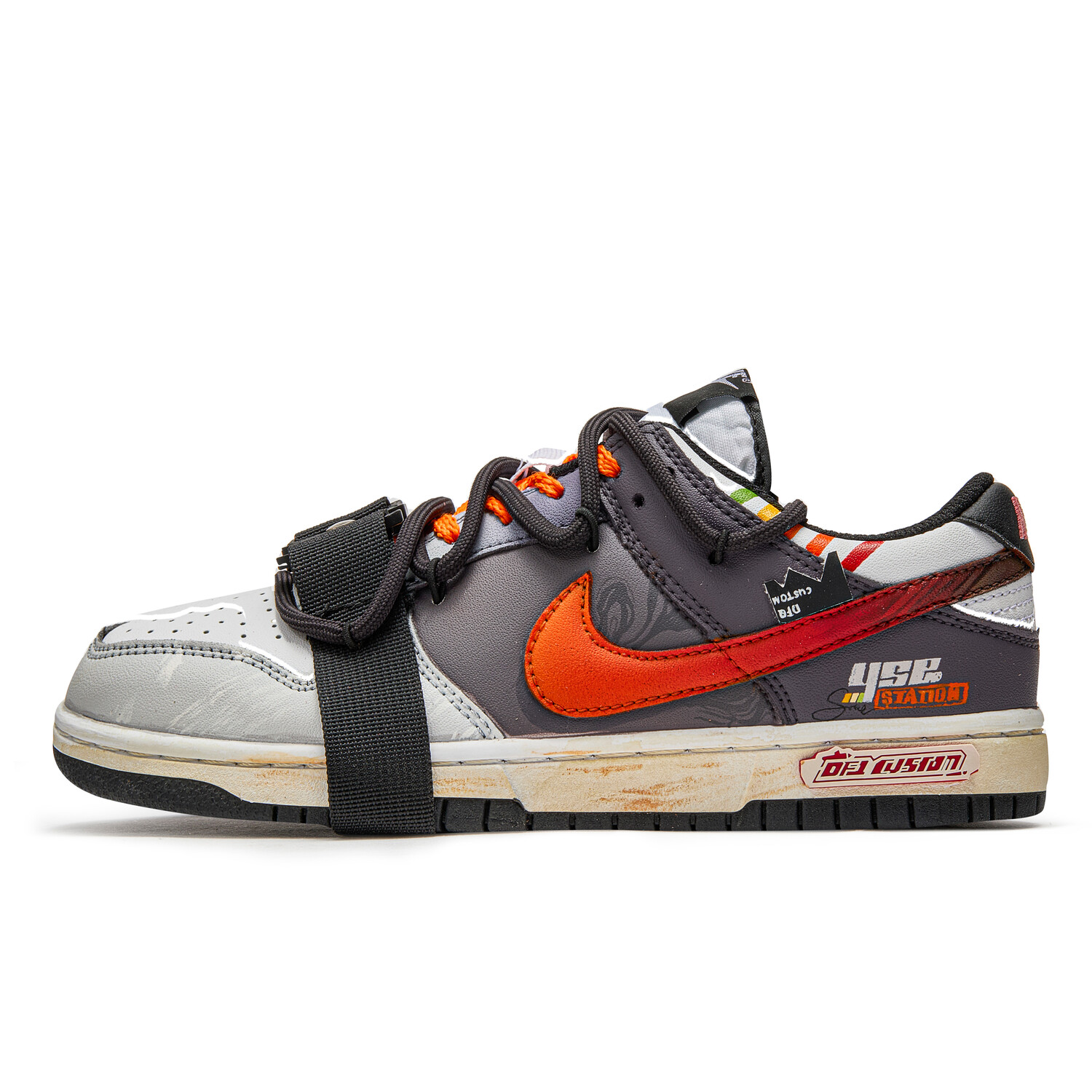 

Кроссовки Nike Dunk Skateboarding Shoes Women's Low-top Black/Gray/Orange, черный/серый/оранжевый
