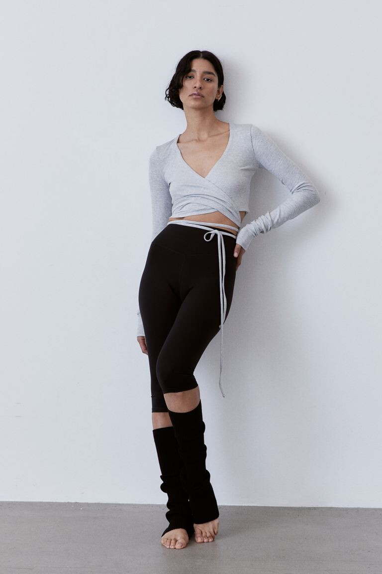 

Укороченная спортивная рубашка Drymove H&M, серый