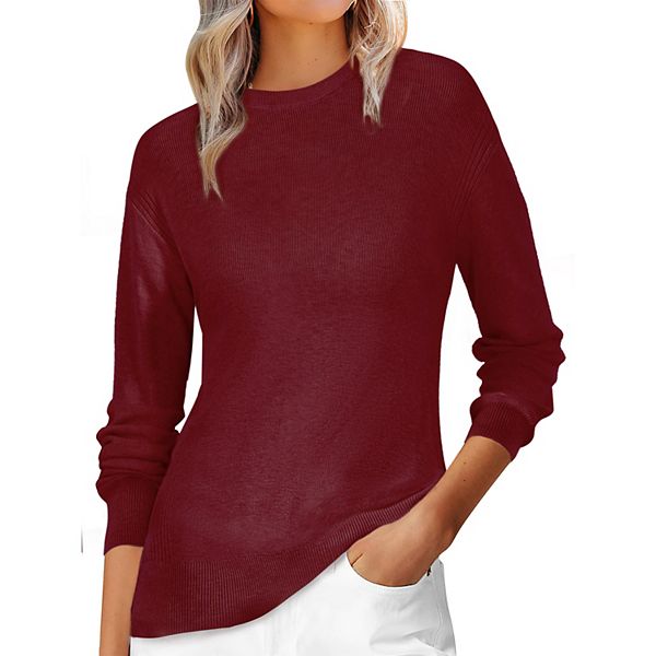

Свитер для женщин с длинным рукавом и круглым вырезом Inspire Chic, Wine Red