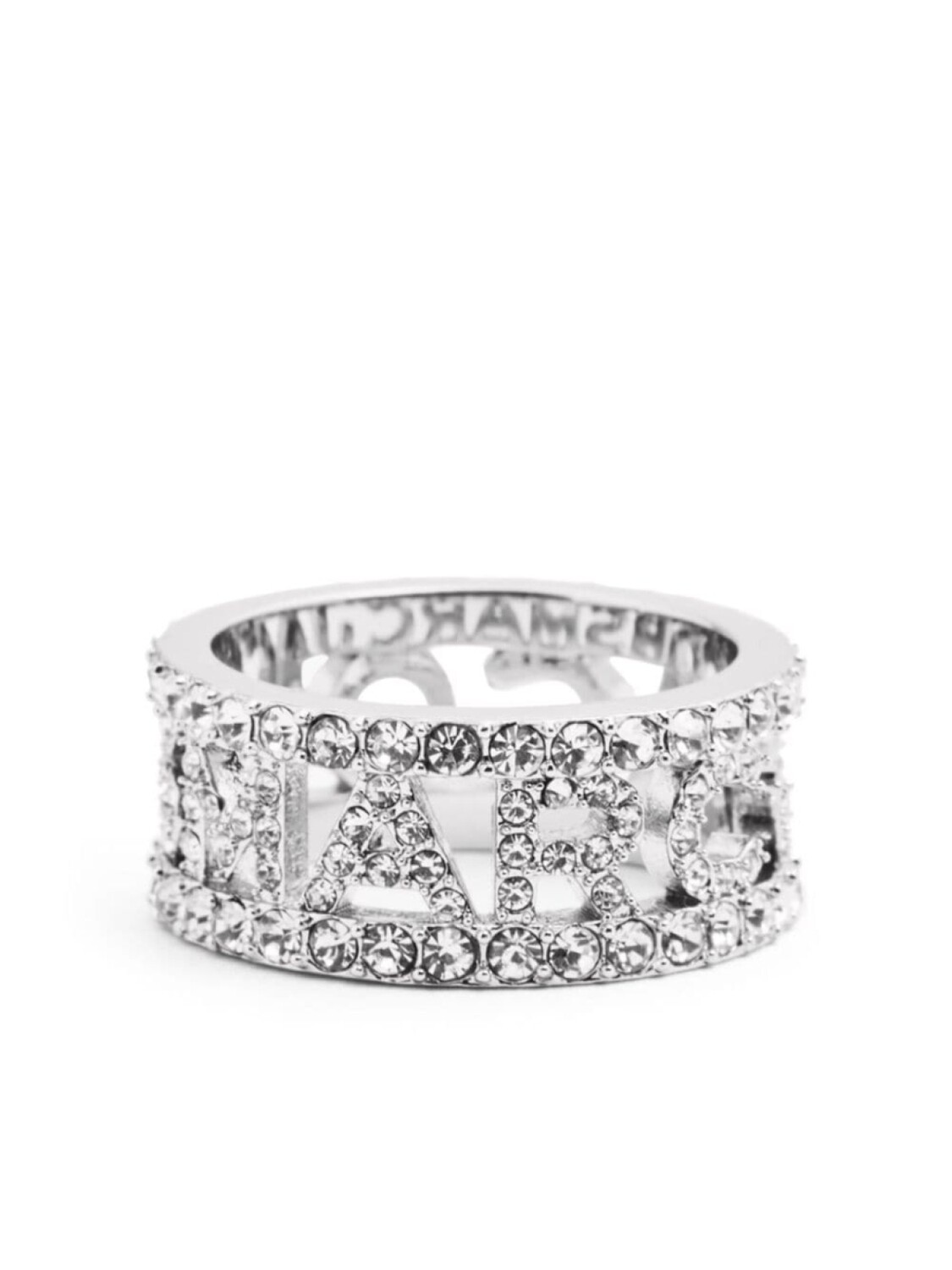 

Кольцо с кристаллами и логотипом Marc Jacobs, серебряный