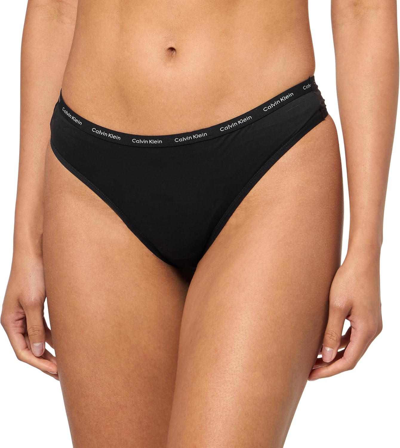 Женские трусики-стринги Calvin Klein Luxe Comfort Micro Stretch, 3 пары, Black/Cedar/Crystal Pink — фото 2