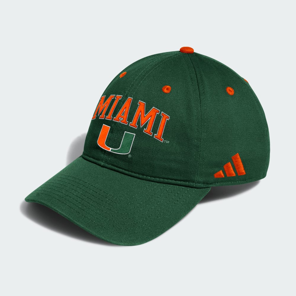 

Бейсболка Adidas Miami Slouch Adjustable Hat, цвет Dark Green/Multi/Multi/Ncaa-Mia