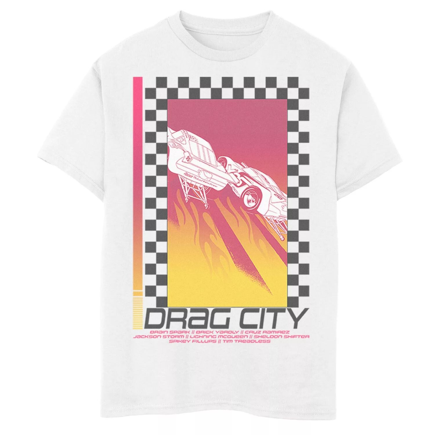 

Мужская футболка с плакатом Disney Pixar Cars Drag City Flames Licensed Character