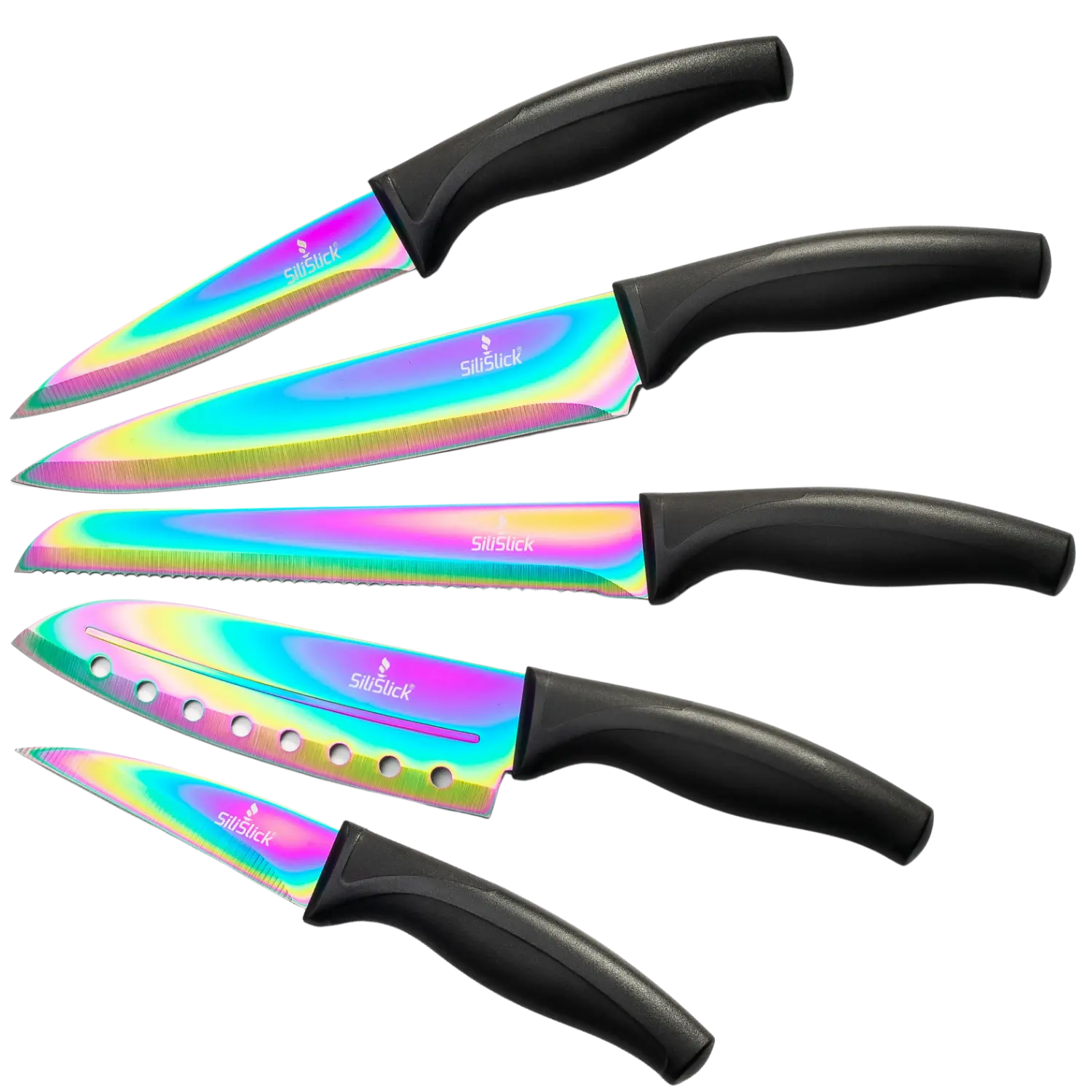 

Набор ножей с титановым покрытием SiliSlick Santoku